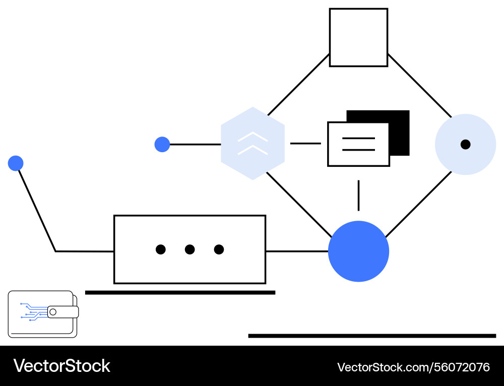 Digital wallet connectivity and data flow Digital wallet connectivity and data flow vector image