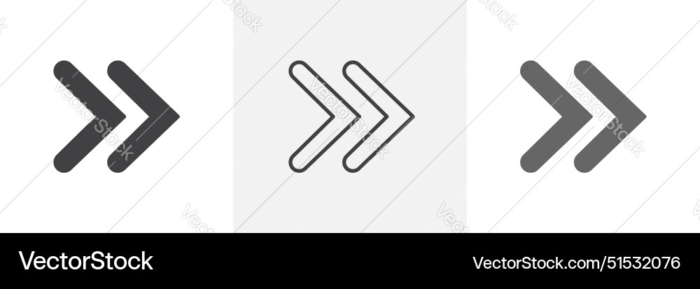 Fast forward icon set next arrow button play vector image