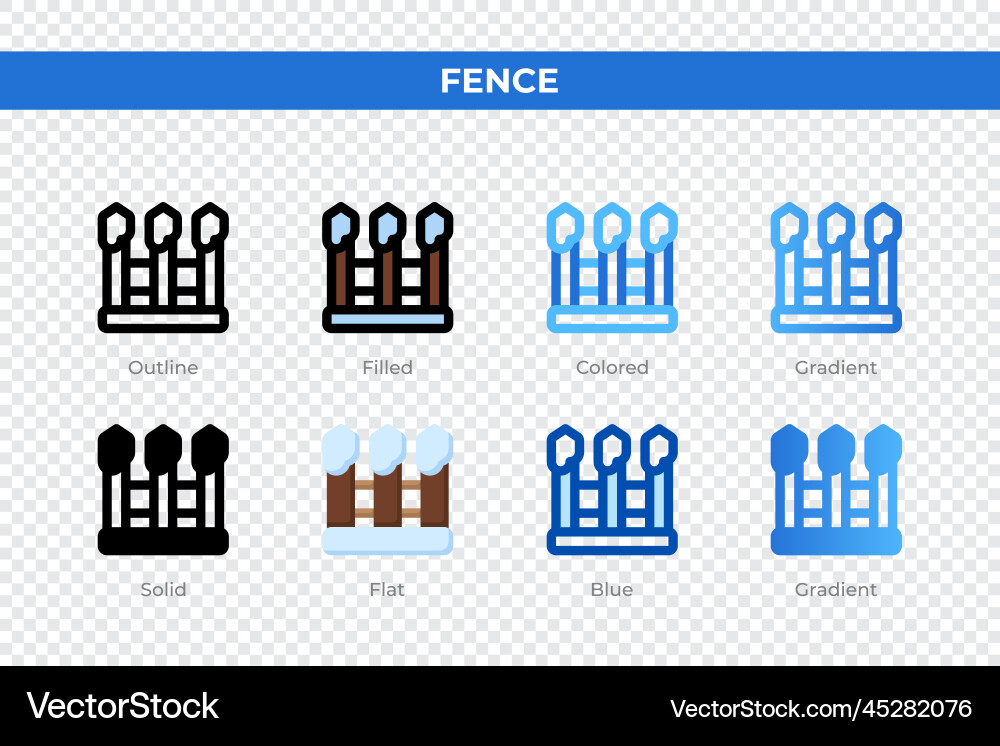 Fence icons in different style set Fence icons in different style set vector image
