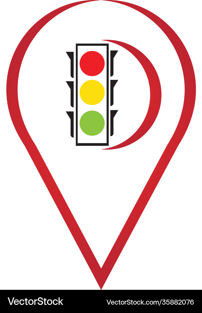 Map pointer traffic light signal - icon Vector Image