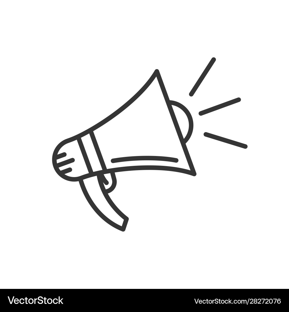 Megaphone icon in flat linear design vector image