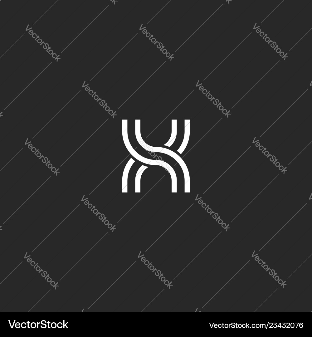 Monogram logo x letter initial intersection Monogram logo x letter initial intersection Vector Image