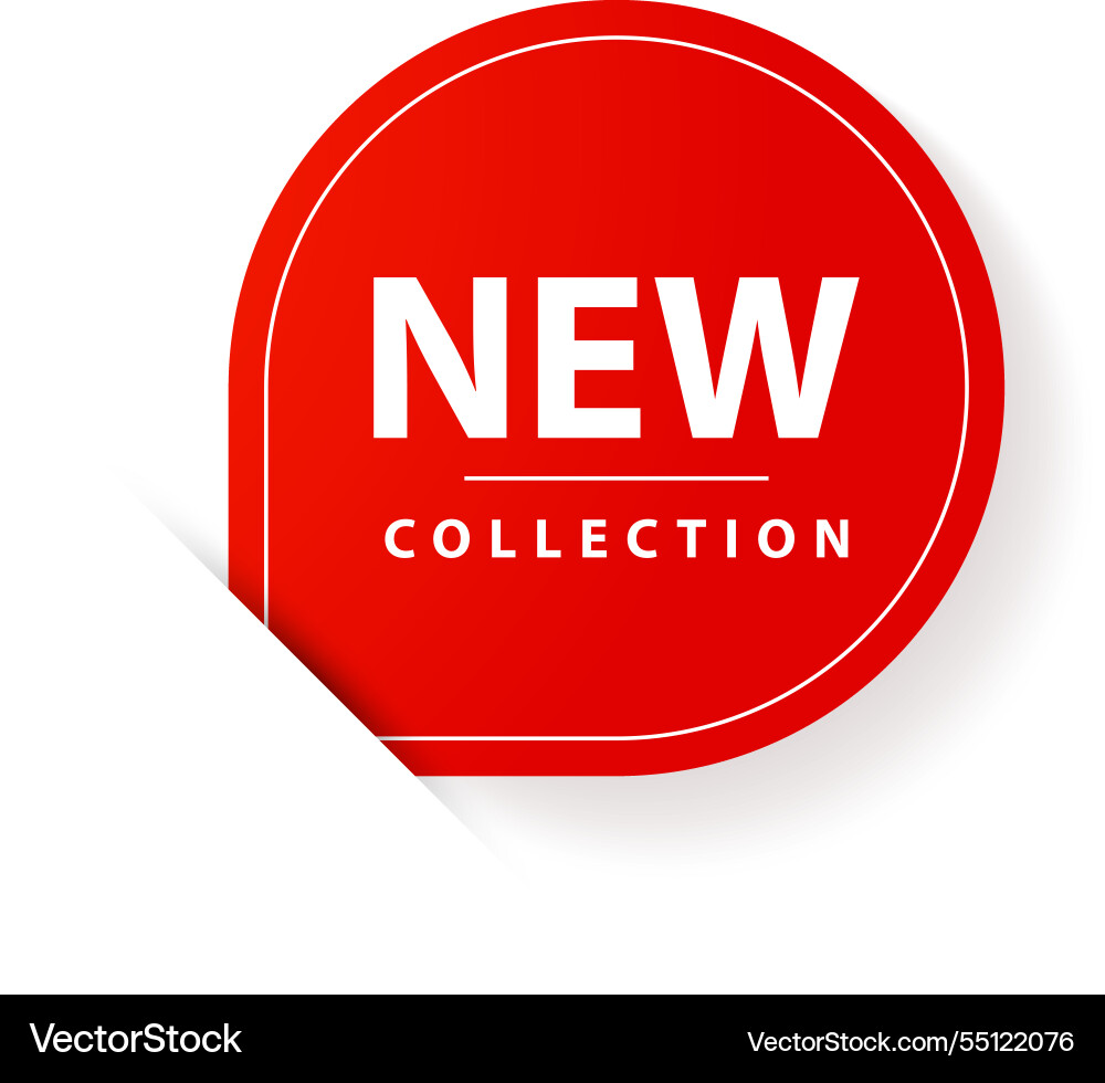 Red rounded sticker with the text new collection Red rounded sticker with the text new collection vector image
