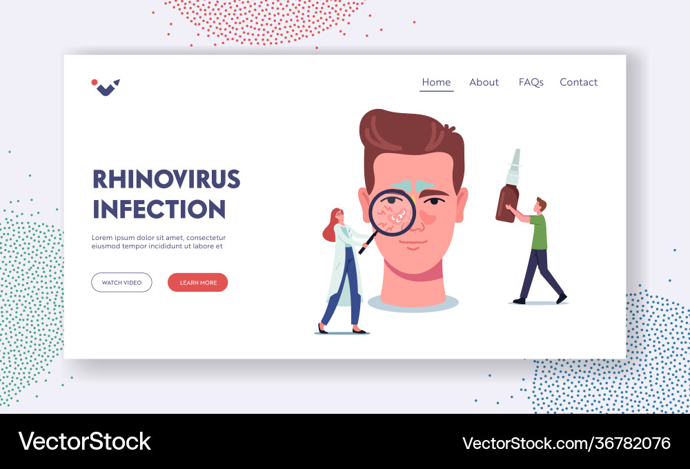 Rhinovirus infection landing page template tiny Rhinovirus infection landing page template tiny vector image