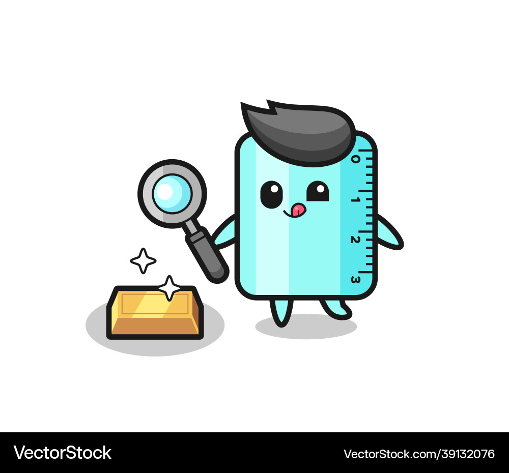 Ruler character is checking the authenticity vector image