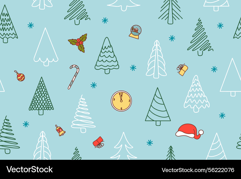 Seamless pattern of christmas trees and various Seamless pattern of christmas trees and various Vector Image