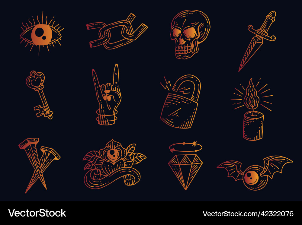Set collection mystical celestial simple Vector Image