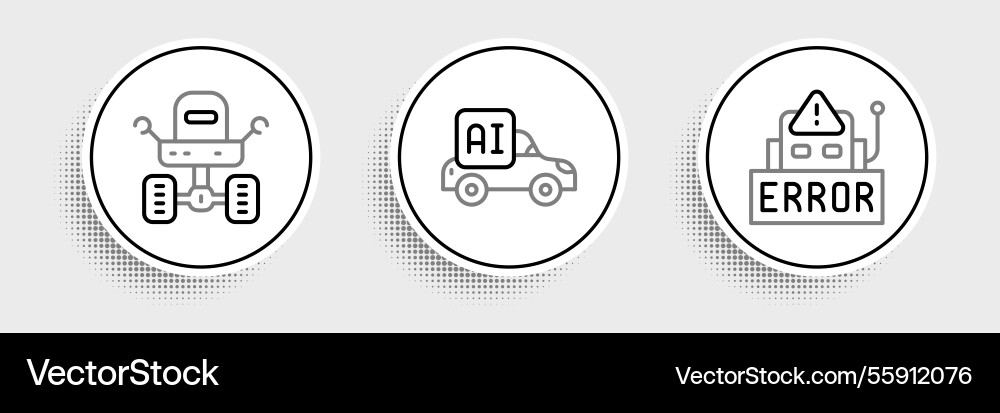 Set line error in robot mars rover and autonomous Vector Image