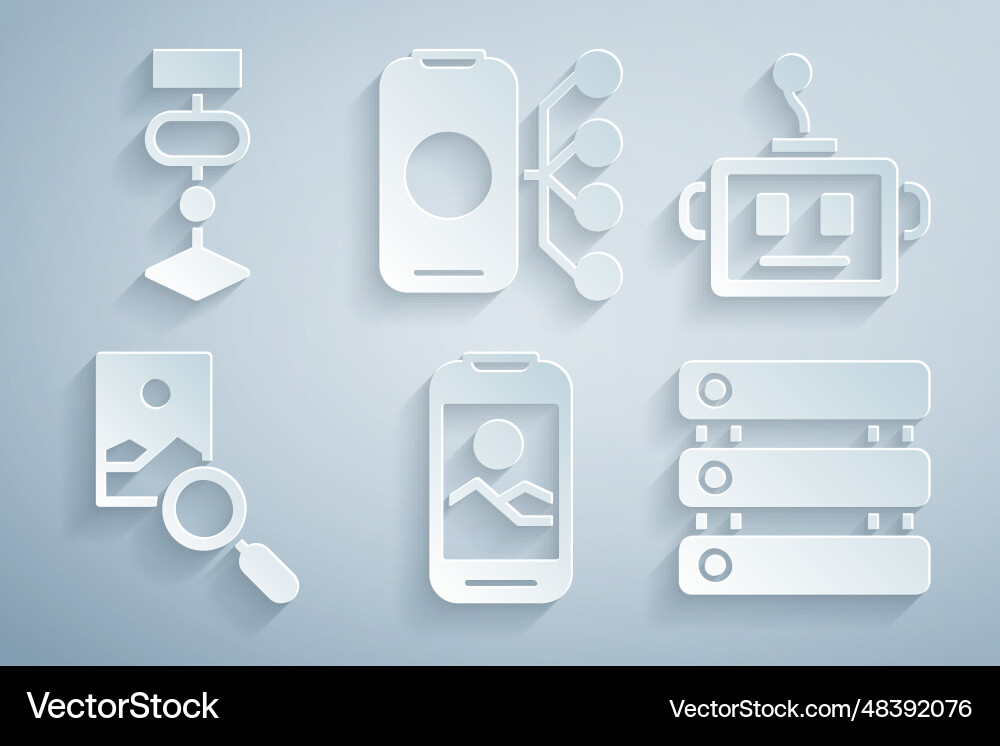 Set mobile phone artificial intelligence robot Set mobile phone artificial intelligence robot Vector Image