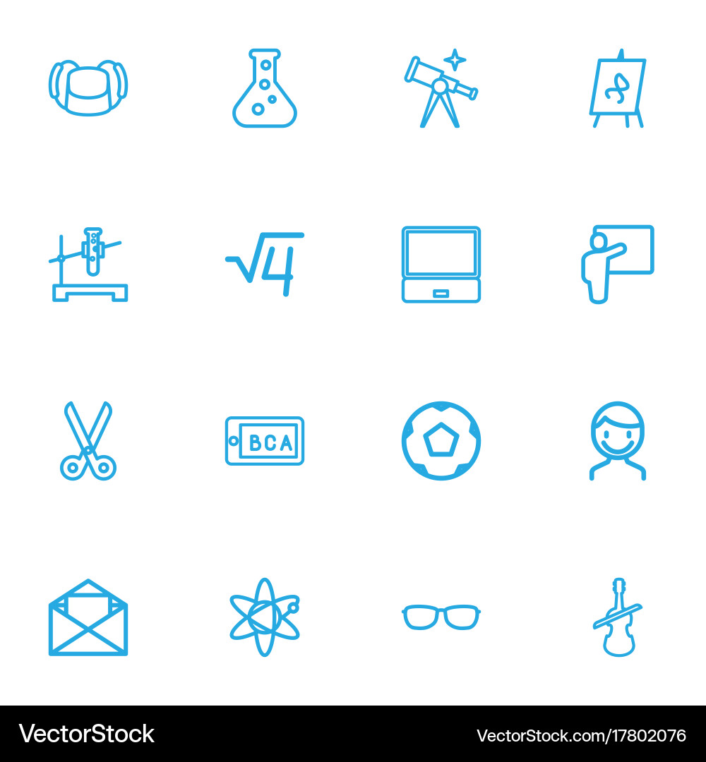 Set of 16 editable teach outline icons includes Vector Image