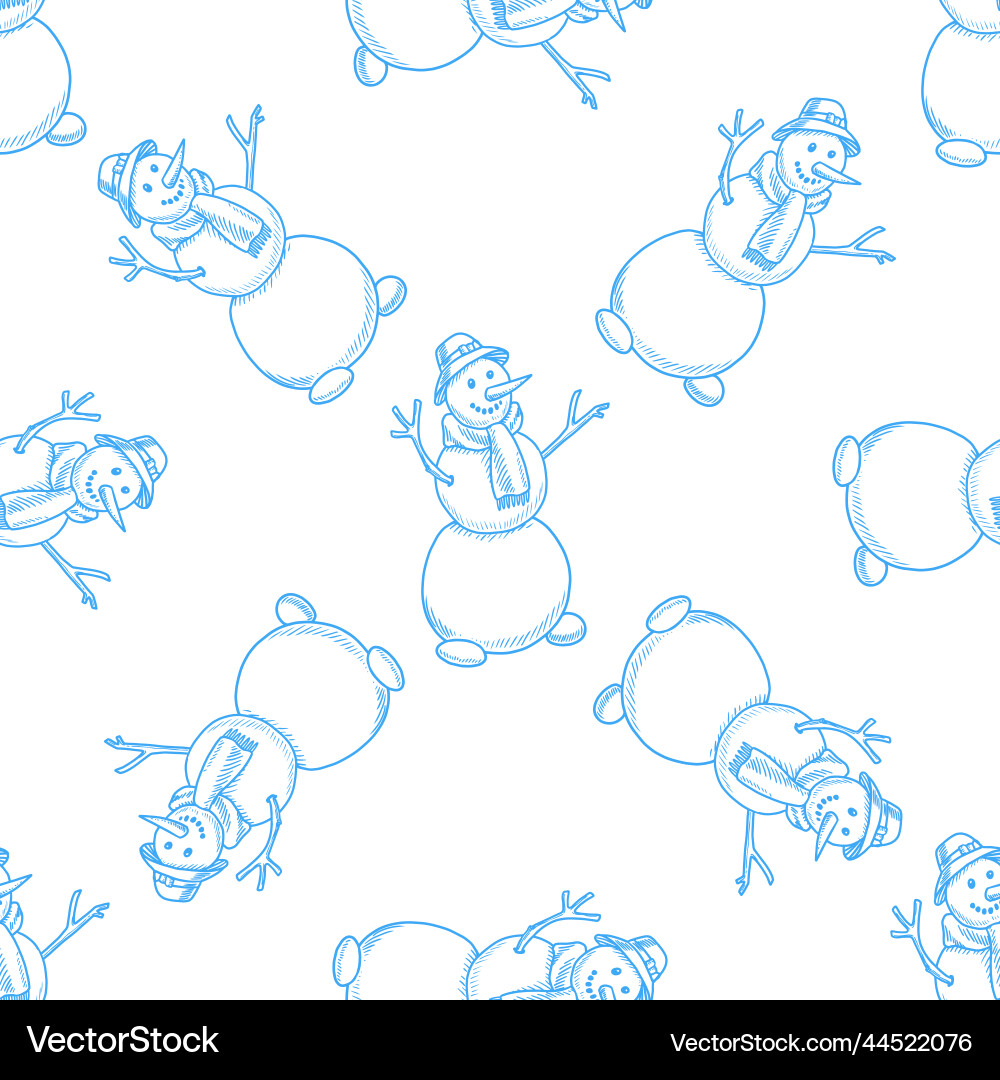 Snowman seamless pattern for print or web design Snowman seamless pattern for print or web design vector image
