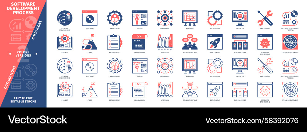 Software Development Icons - Outline Set Vector Image