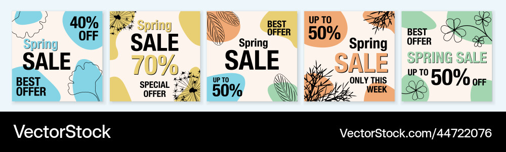 Spring sale square template set for ads posts Spring sale square template set for ads posts vector image
