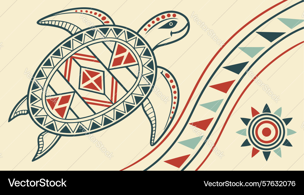 Stylized sea turtle abstract patterns design vector image