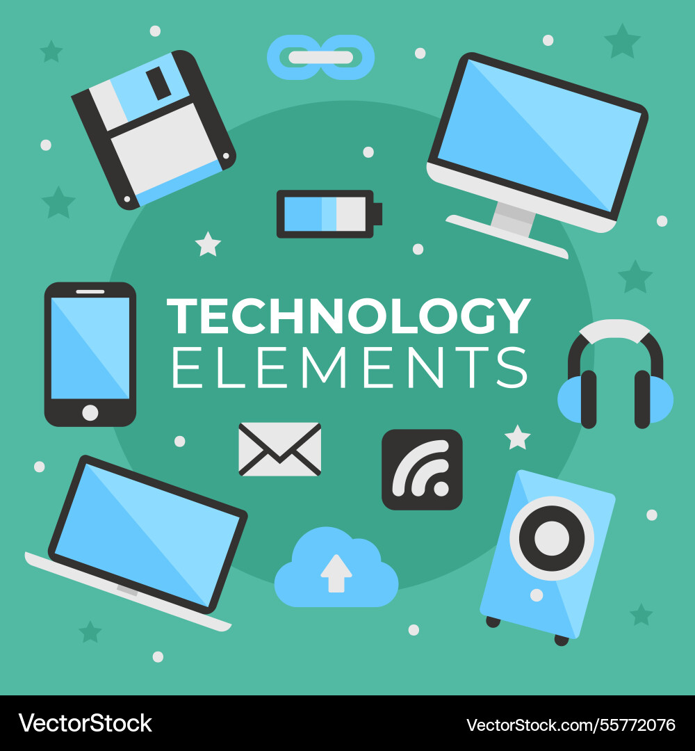 Technology elements background in flat style Vector Image