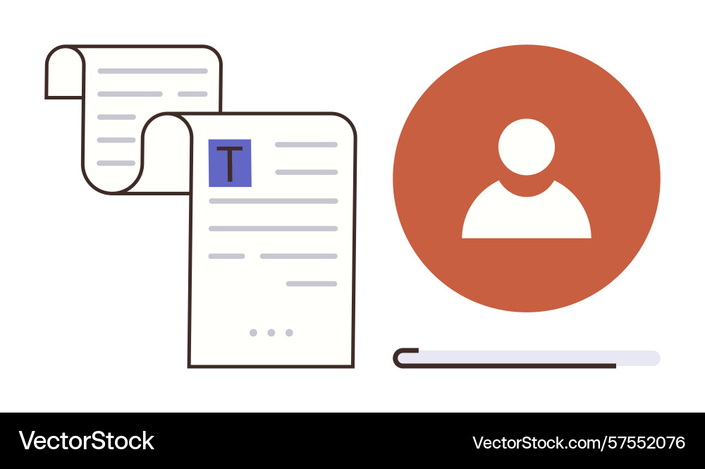 User profile and document interface representation User profile and document interface representation Vector Image