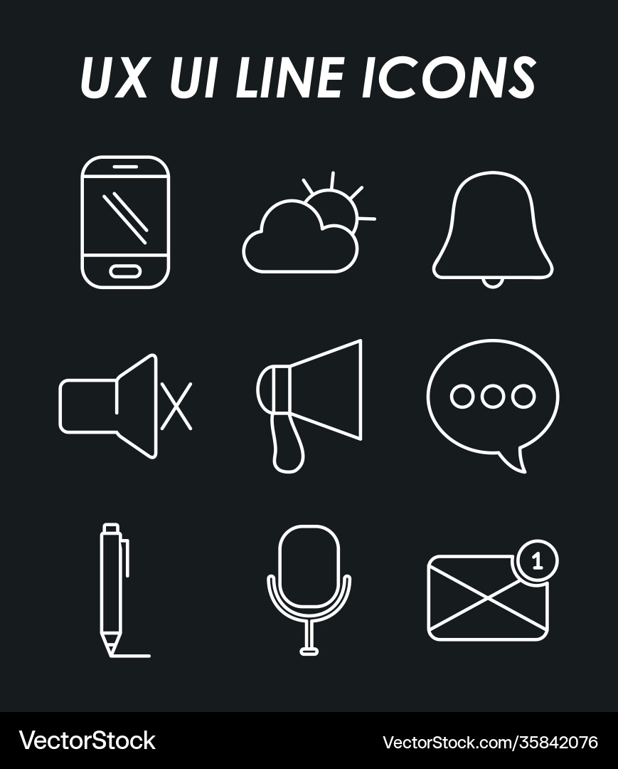 Ux ui line icons set style Ux ui line icons set style vector image