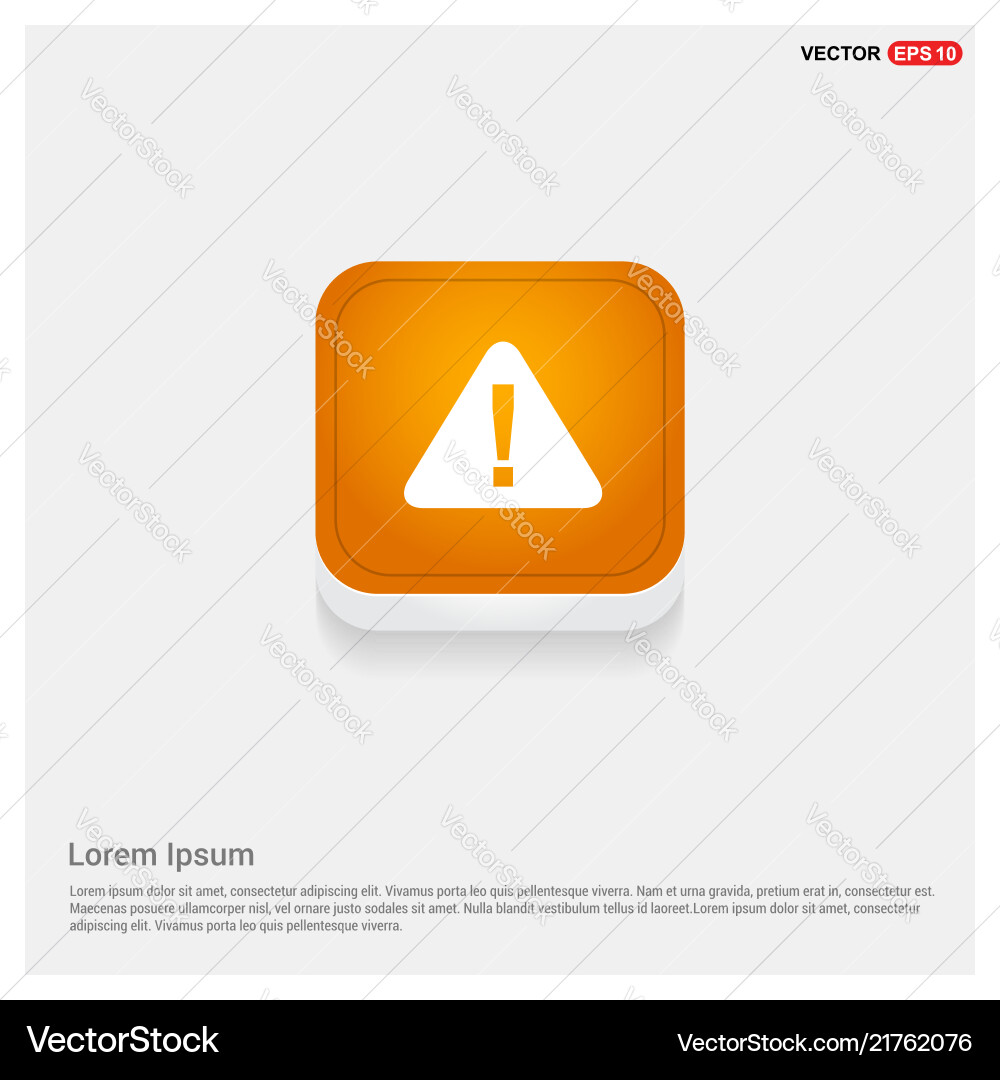 Warning icon orange abstract web button Warning icon orange abstract web button Vector Image