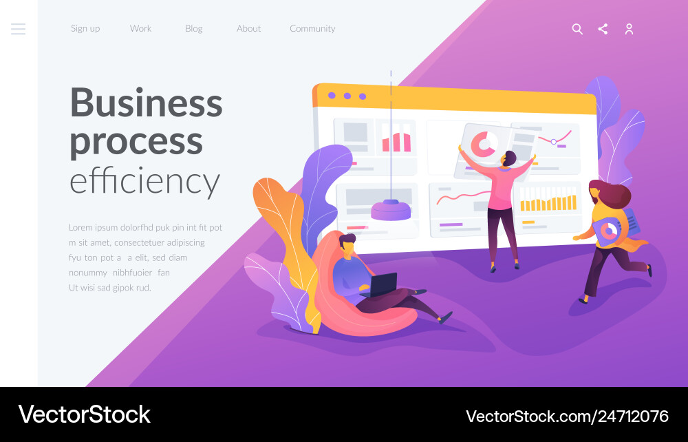 Workflow landing page template Workflow landing page template vector image