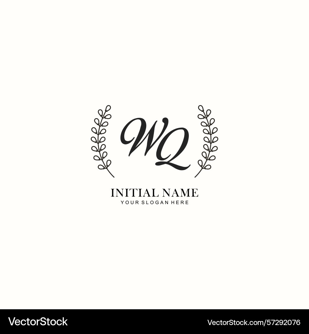 Wq initial logo templates with botanical elements Vector Image