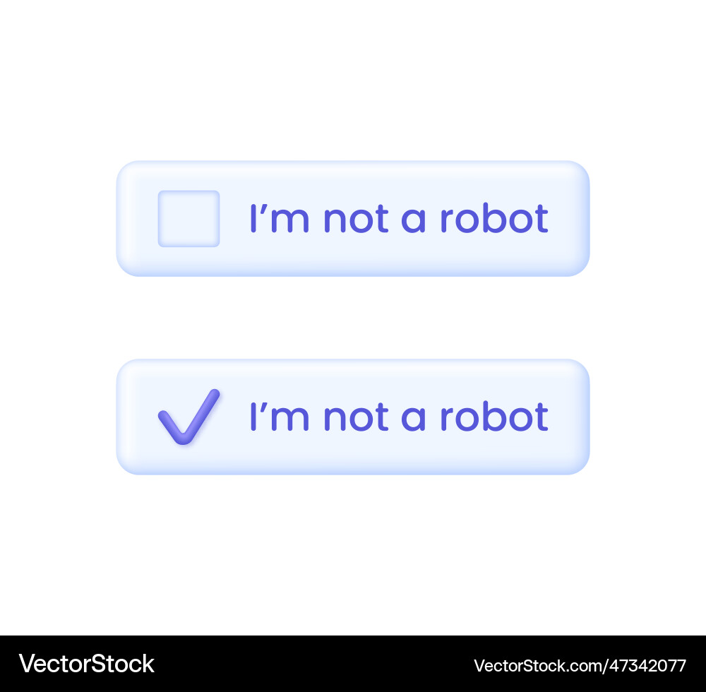 3d i am not a robot on white background 3d i am not a robot on white background vector image