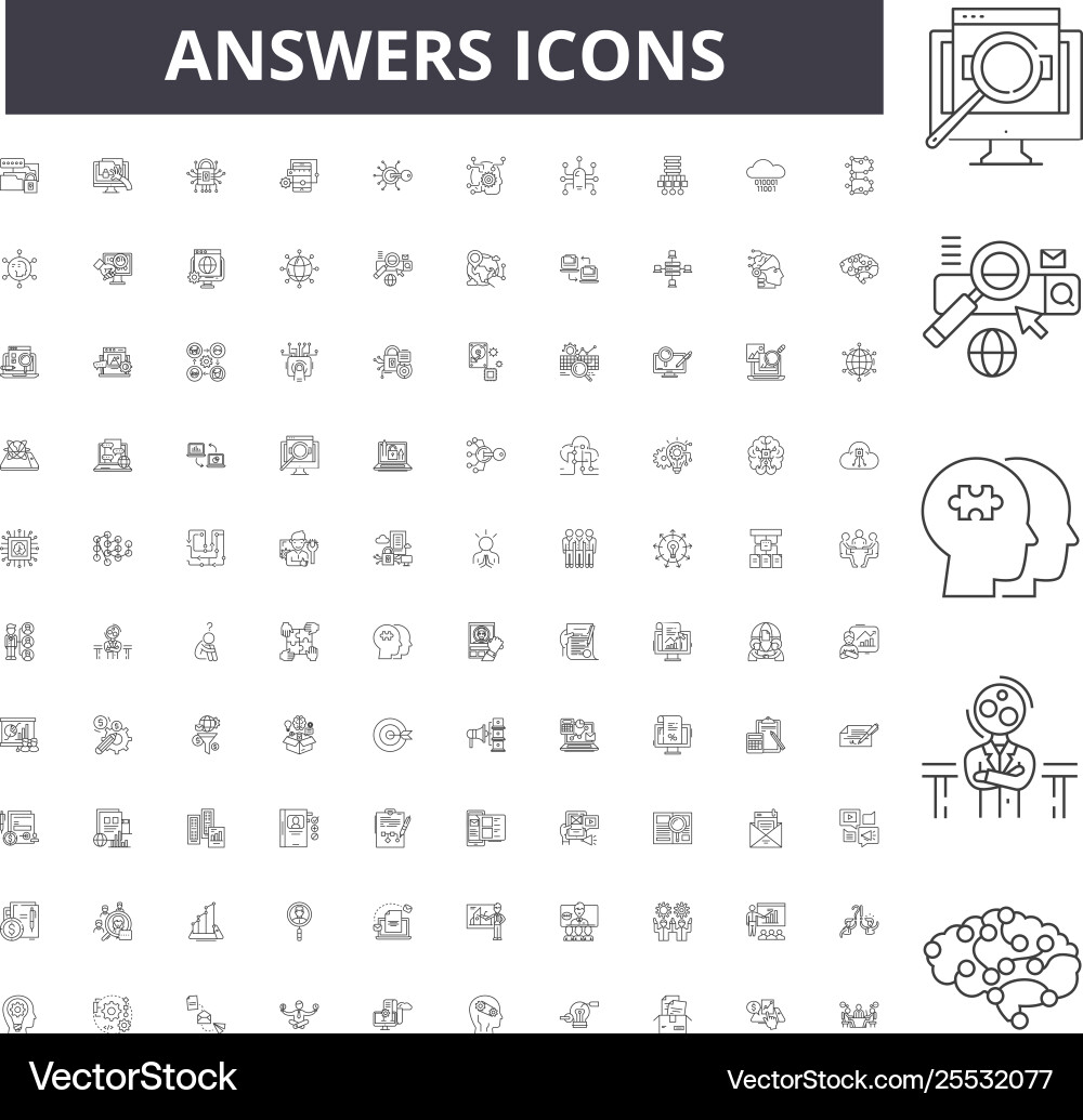 Answers & Questions Line Icons Set vector image