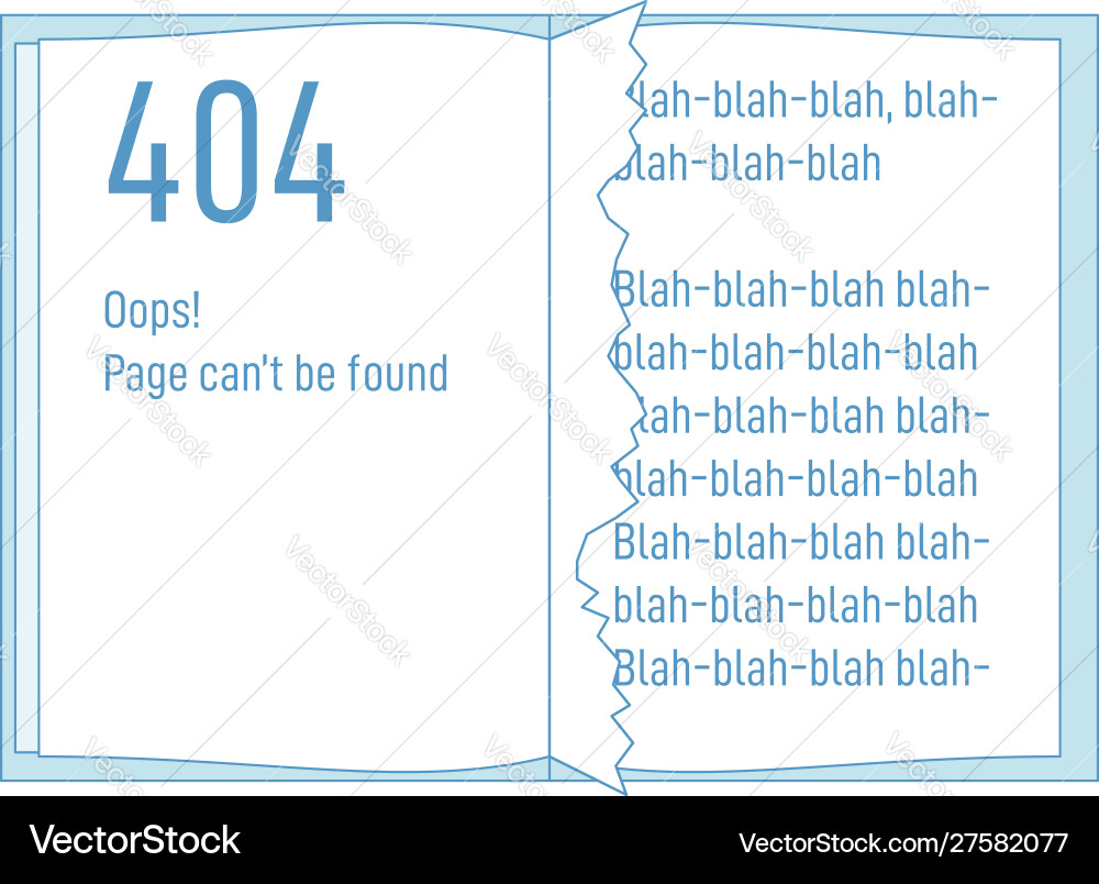Buch oder Notizbuch mit 404 herausgerissen Seite Buch oder Notizbuch mit 404 herausgerissen Seite Vektorbild