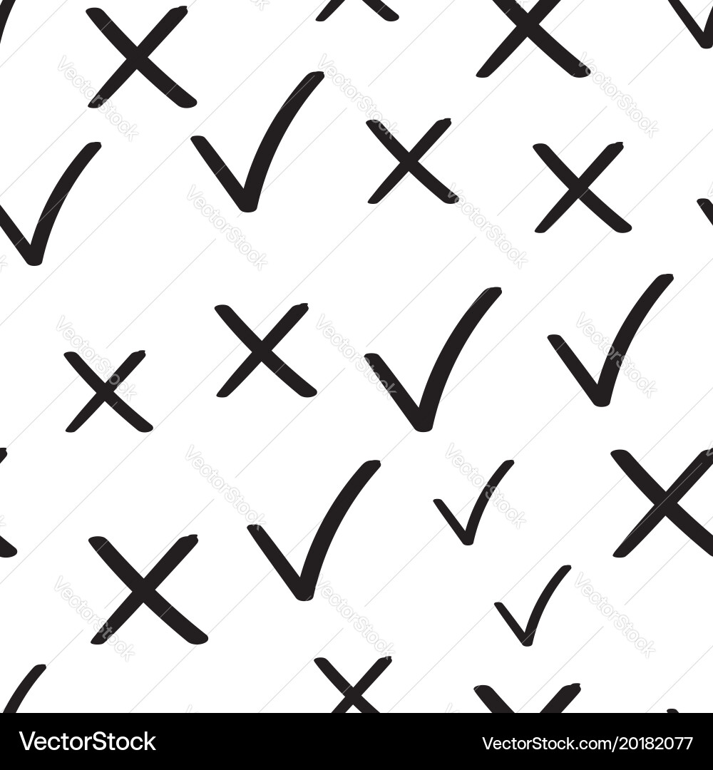 Check marks tick and cross seamless pattern vector image