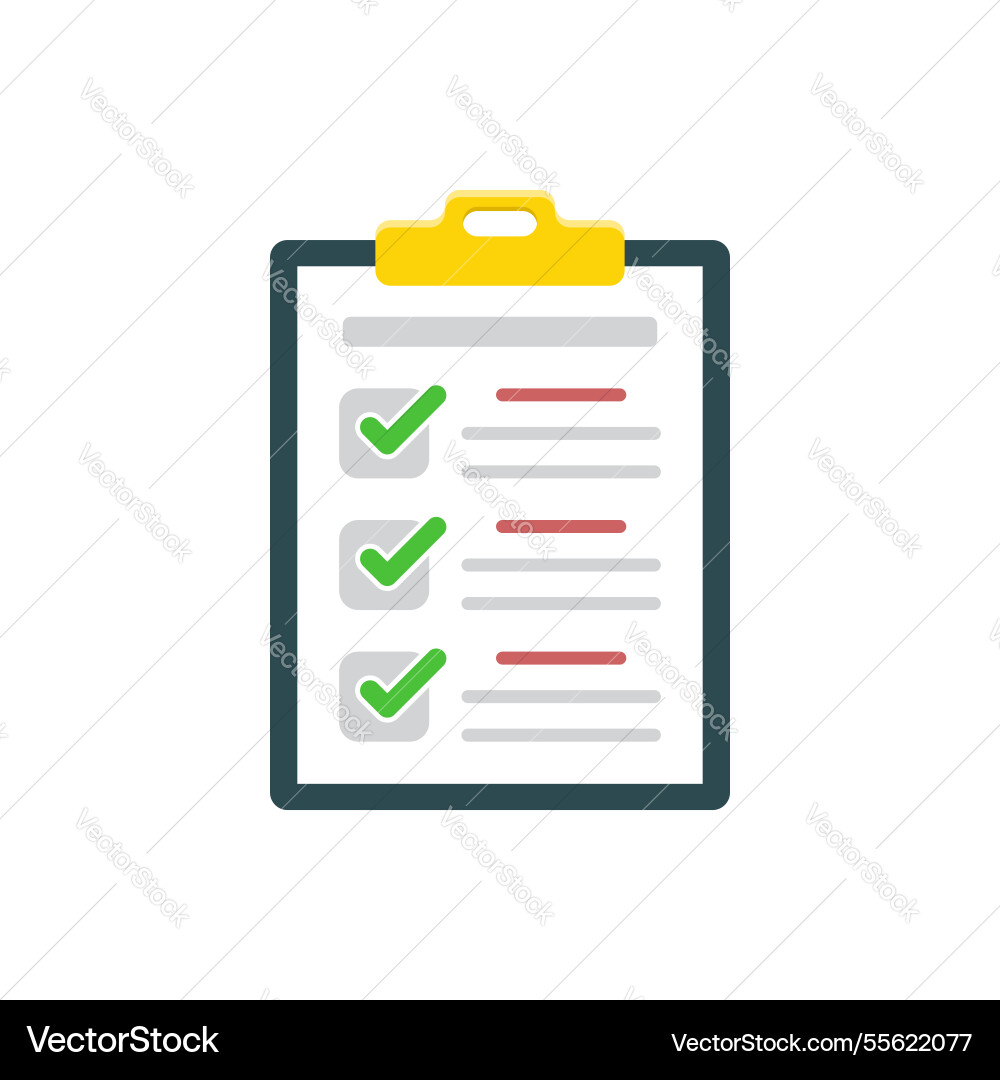 Clipboard with checklist icon in flat style Vector Image
