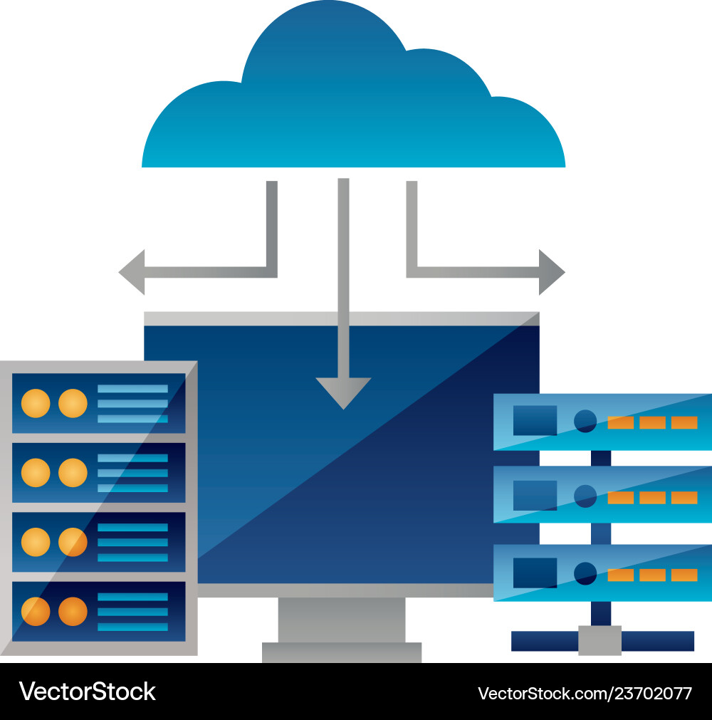 Cloud computing monitor case database Cloud computing monitor case database vector image