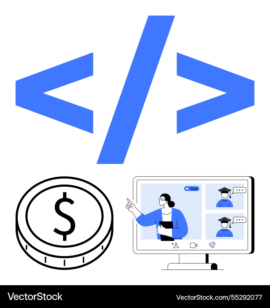 Coding online learning and financial growth Coding online learning and financial growth vector image