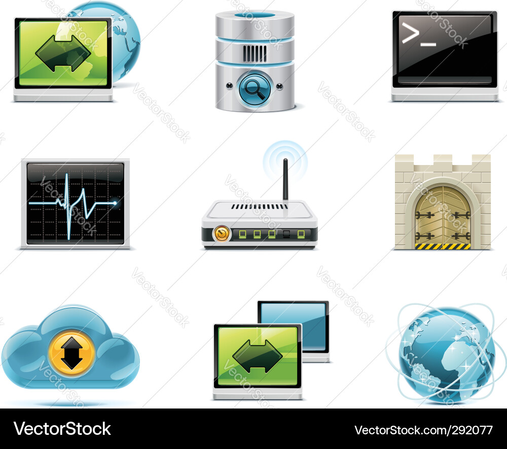 Computer Networking Icons Set vector image