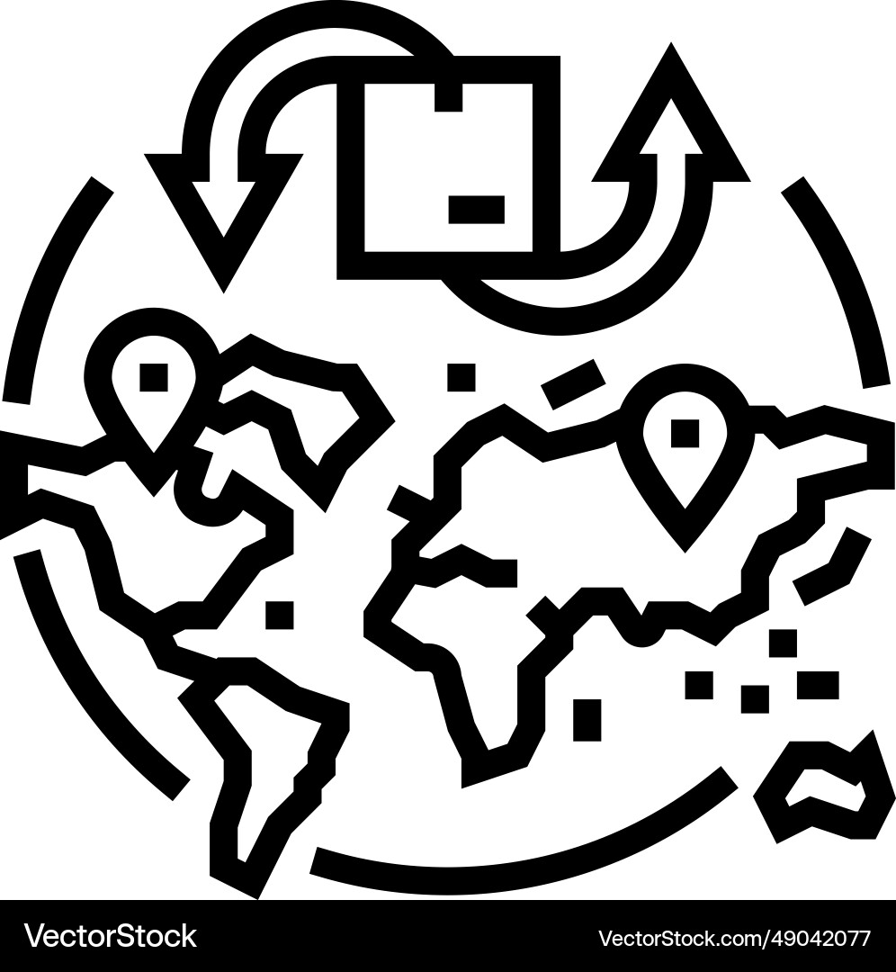 Cross border trade logistic manager line icon Vector Image