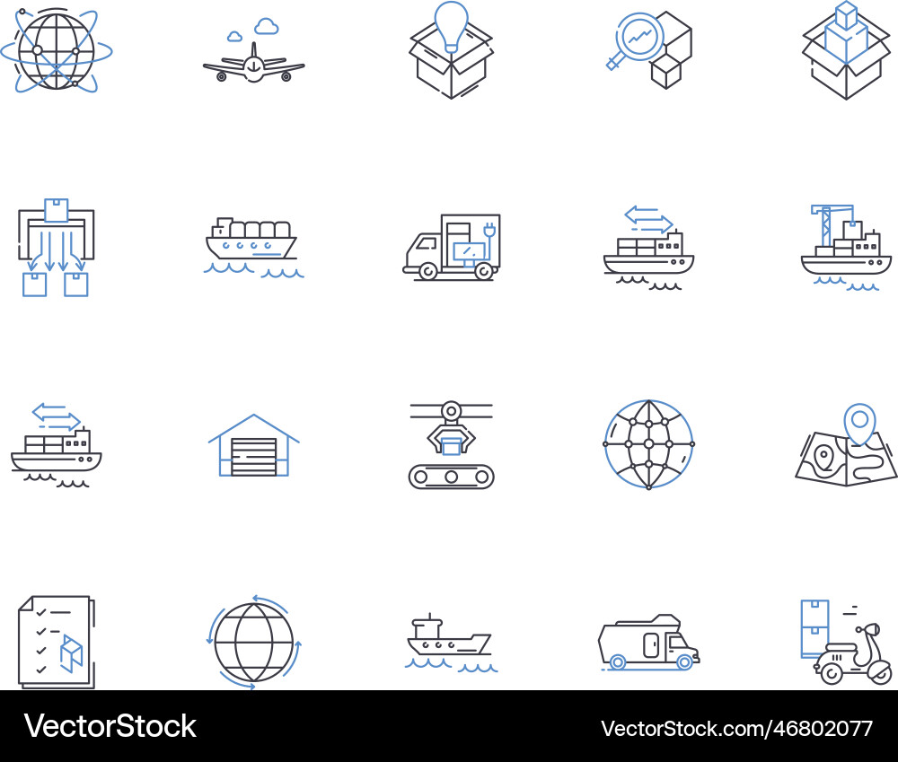 Delivery system line icons collection dispatch Delivery system line icons collection dispatch vector image