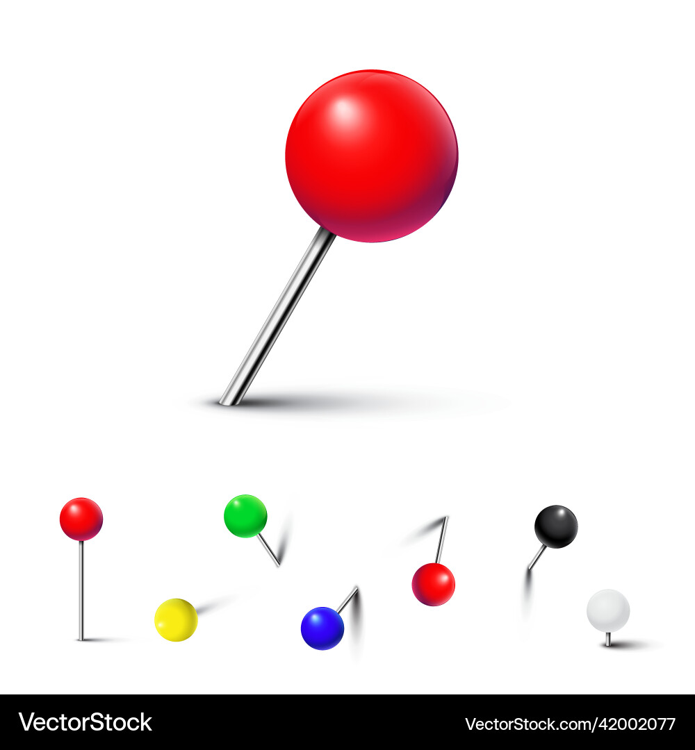 Different color pushpins isolated on white Different color pushpins isolated on white vector image