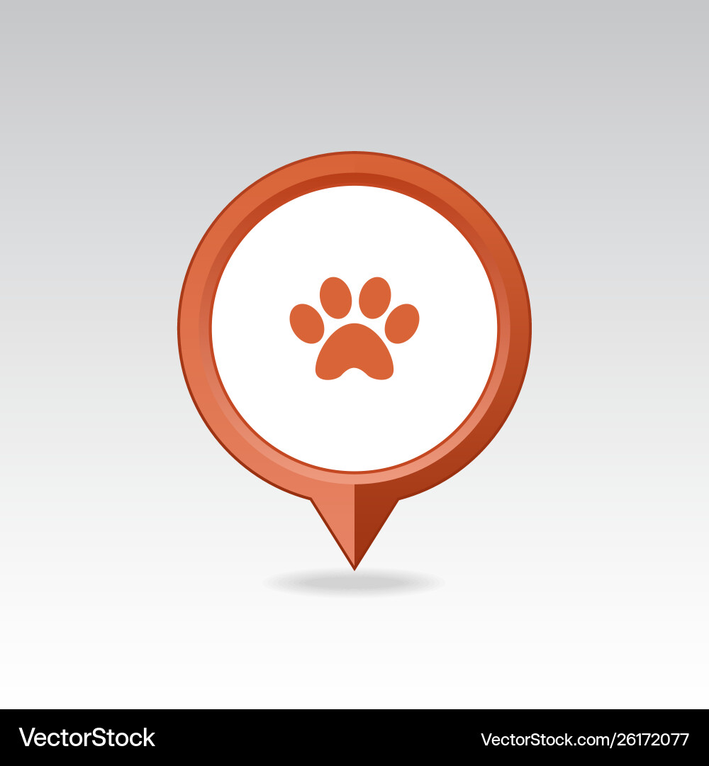 Dog paw pin map icon pointer markers Dog paw pin map icon pointer markers vector image