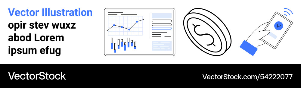 Finance and technology concepts with graphs coin Finance and technology concepts with graphs coin vector image