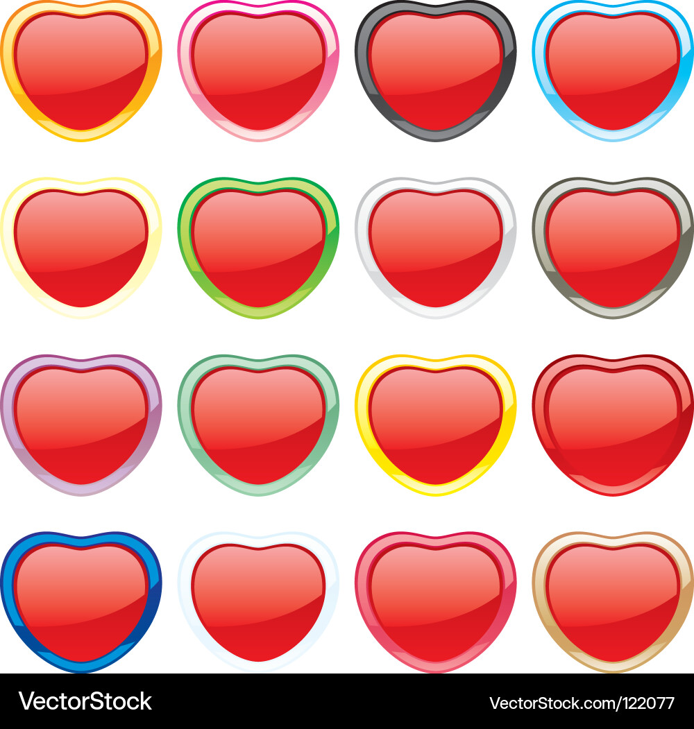 Heart shape buttons Vector Image