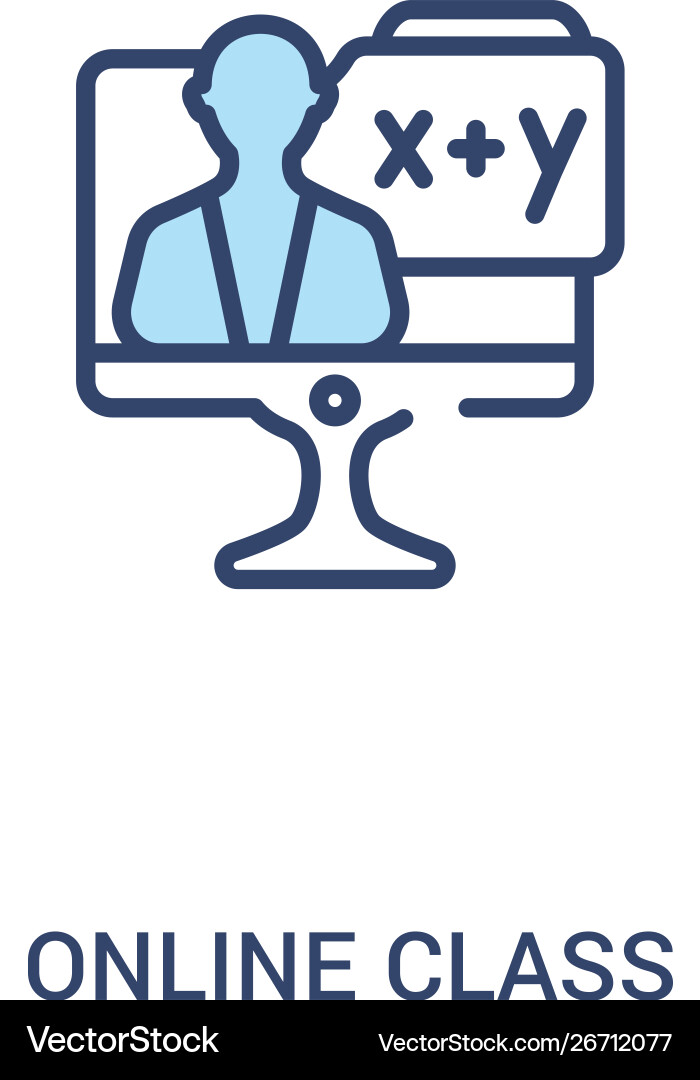 Online class concept 2 colored icon simple line Online class concept 2 colored icon simple line Vector Image