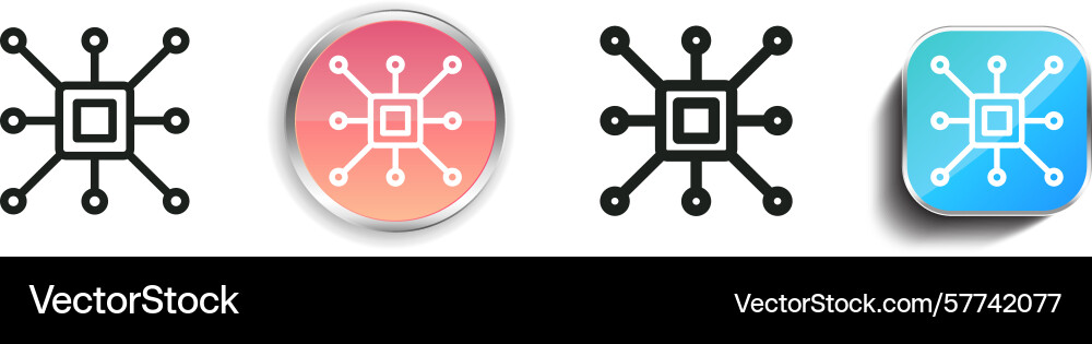 Processor icon thin linear regular and button Processor icon thin linear regular and button Vector Image