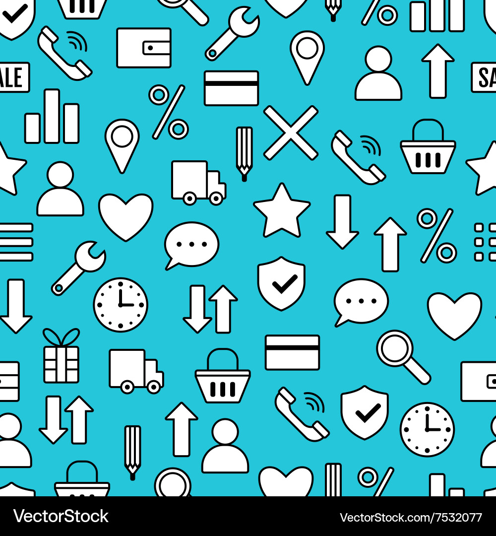 Seamless pattern with icons of e-commerce vector image