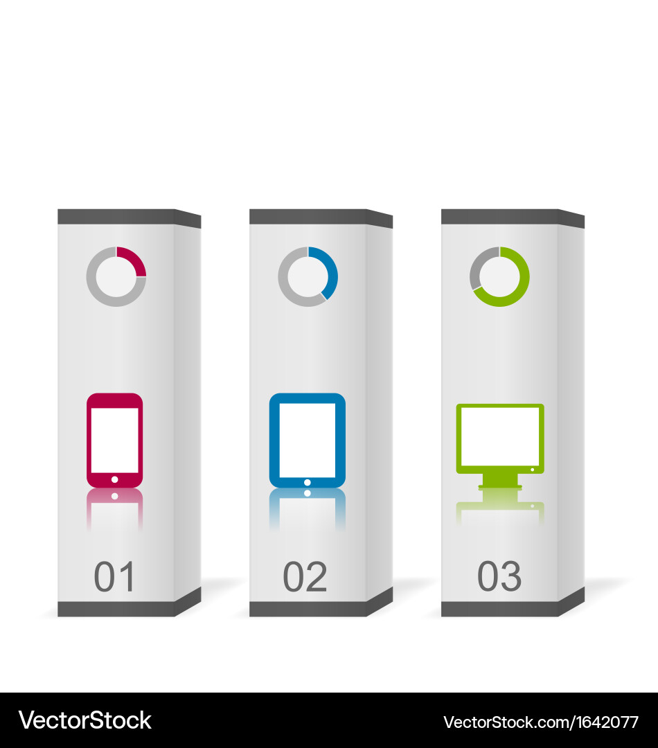 Set boxes with simple gadgets infographic icons Vector Image