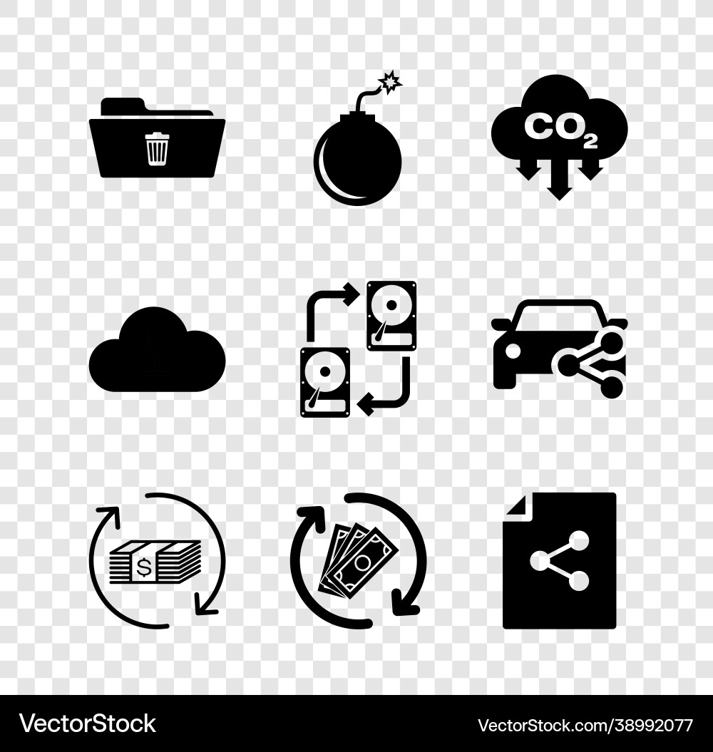 Set delete folder bomb ready to explode co2 Set delete folder bomb ready to explode co2 vector image