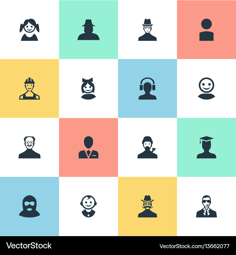 Set of simple member icons vector image