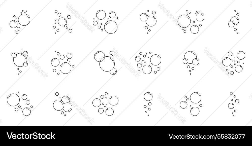 Soap bubbles line icon set cluster of floating Soap bubbles line icon set cluster of floating vector image