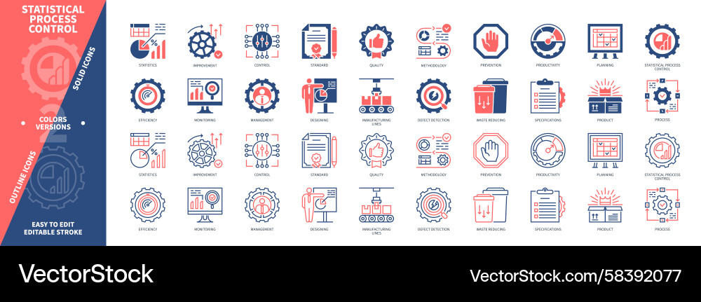 Statistical Process Control Icons Vector Image