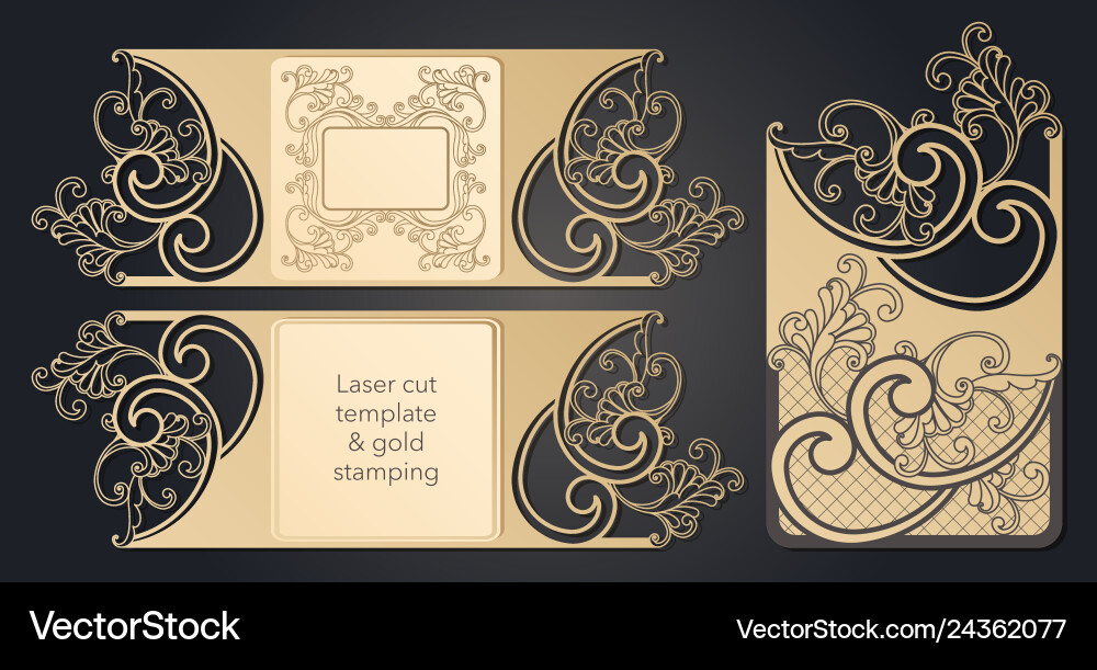 Template for laser cutting openwork layout Vector Image