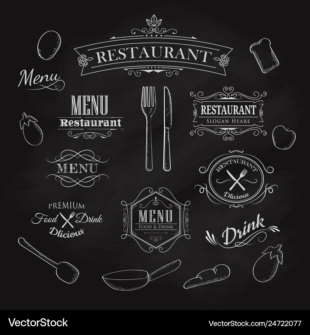 Vintage Restaurant Menu Chalkboard Vector Image