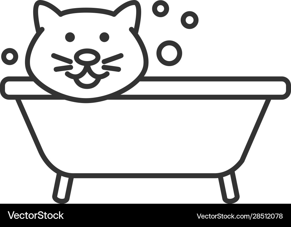 Bathing Cat Icon - Linear Style vector image