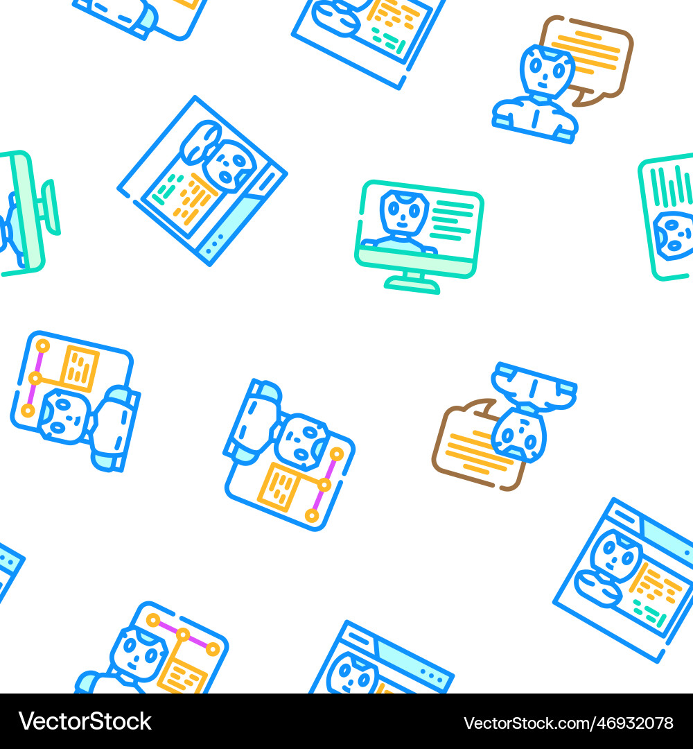 Chat bot robot service seamless pattern Chat bot robot service seamless pattern Vector Image